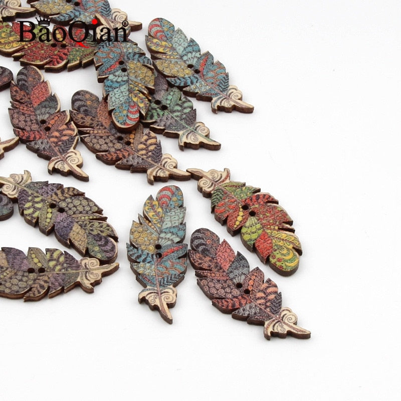 20Pcs Mixed Retro Series Wooden Buttons