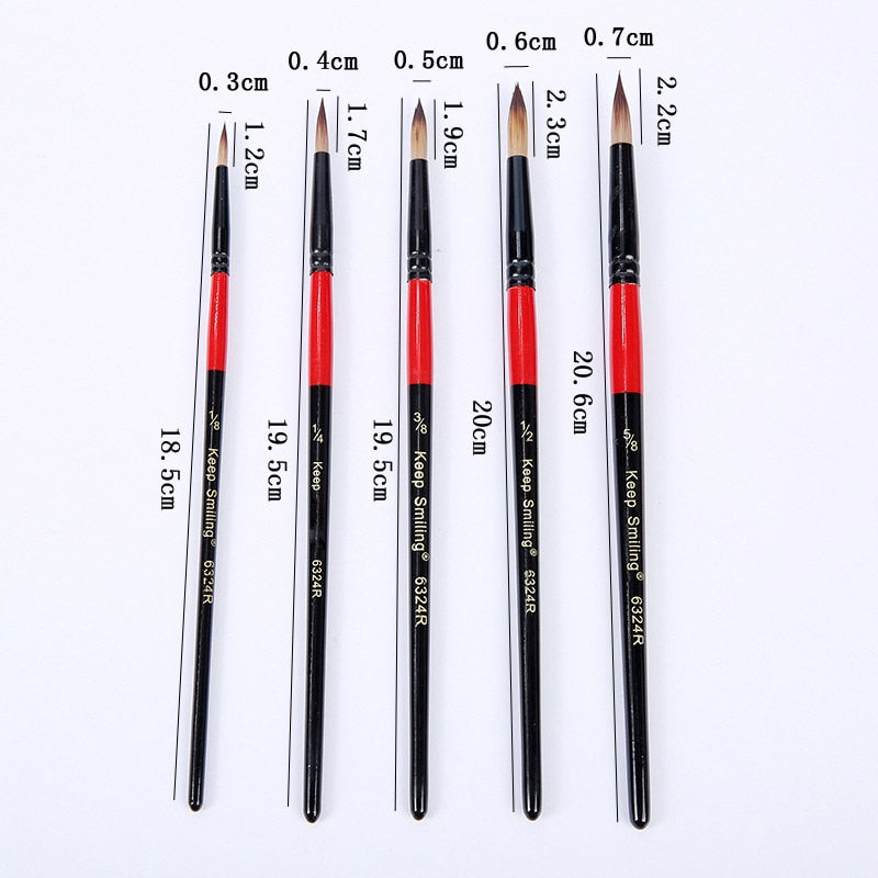 High Quality Nylon Hair Wooden Handle Paint Brush (5 or 6 piece set)