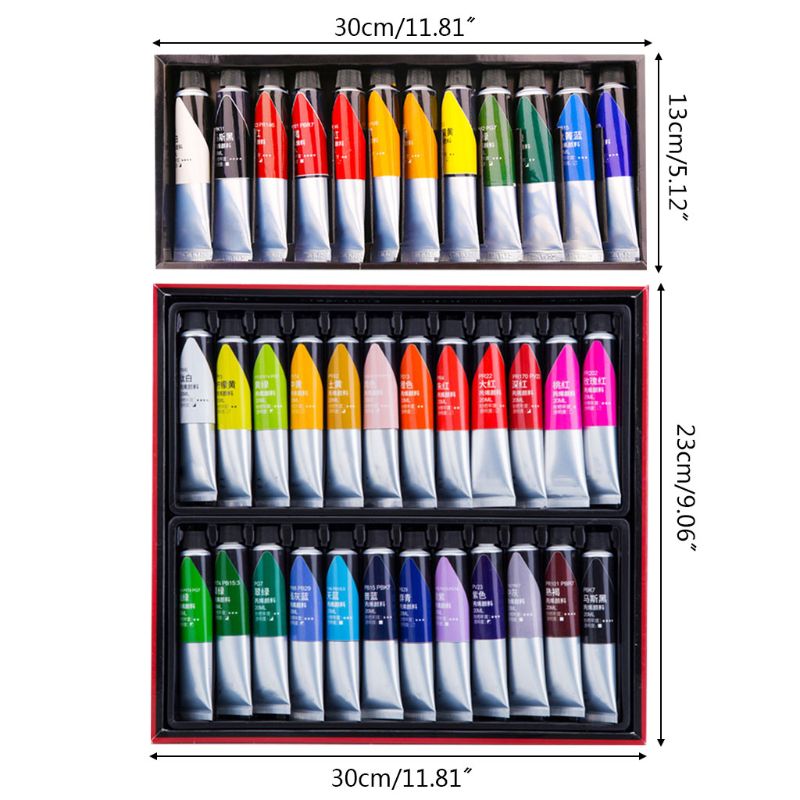 Professional Acrylic Paint (20ml/tube, 12 or 24 colors)