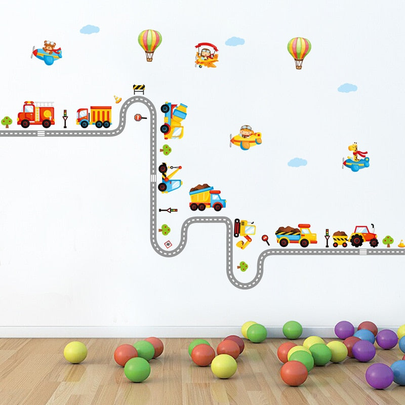 Cartoon Traffic/Road/Cars Wall Stickers