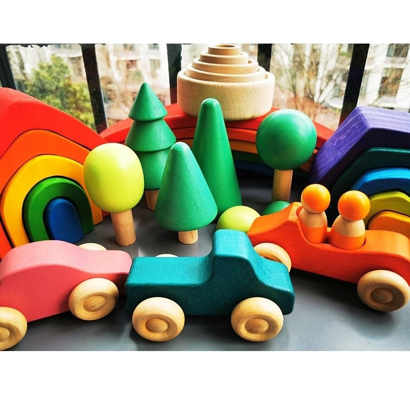 Montessori Wooden Rainbow Stacking Blocks