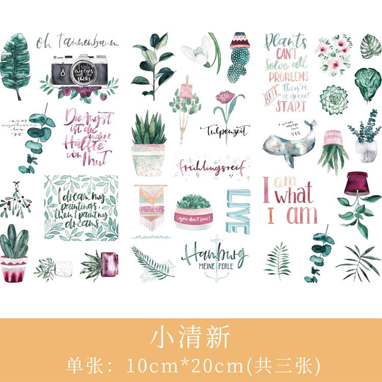 Flower/Plant/Leaves Stickers (3 sheet/pack, style options)