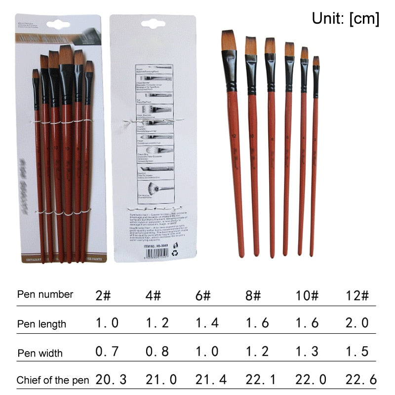 High Quality Nylon Hair Wooden Handle Paint Brush (5 or 6 piece set)