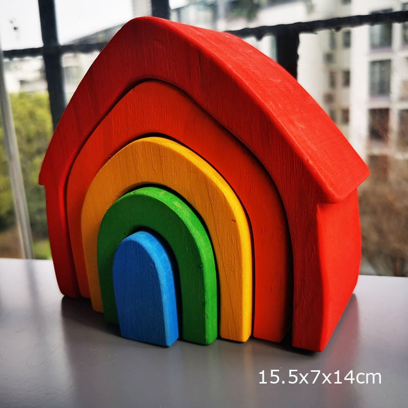 Montessori Wooden Rainbow Stacking Blocks