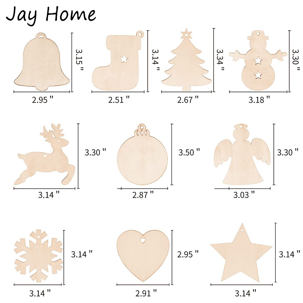 100PCS Wooden Christmas Ornaments