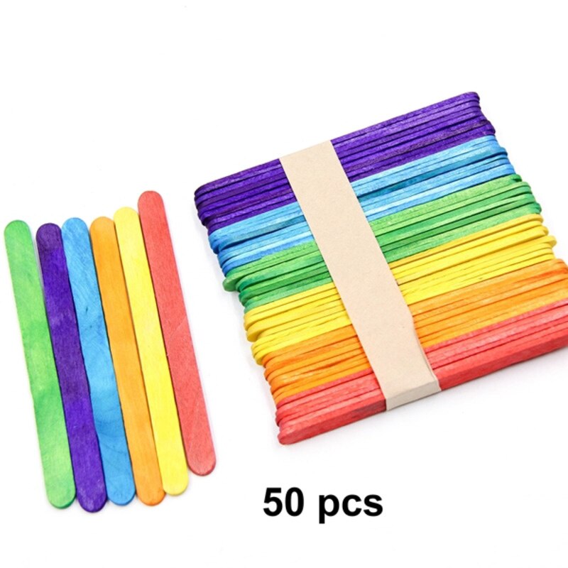 50Pcs/lot Colorful Natural Wood Sticks