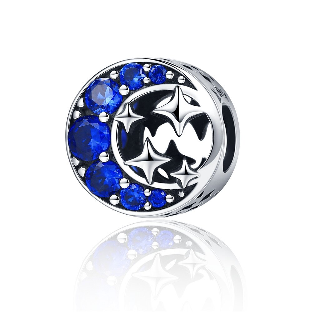 Sterling Silver Blue Charms Galaxy Star Moon Snowflake