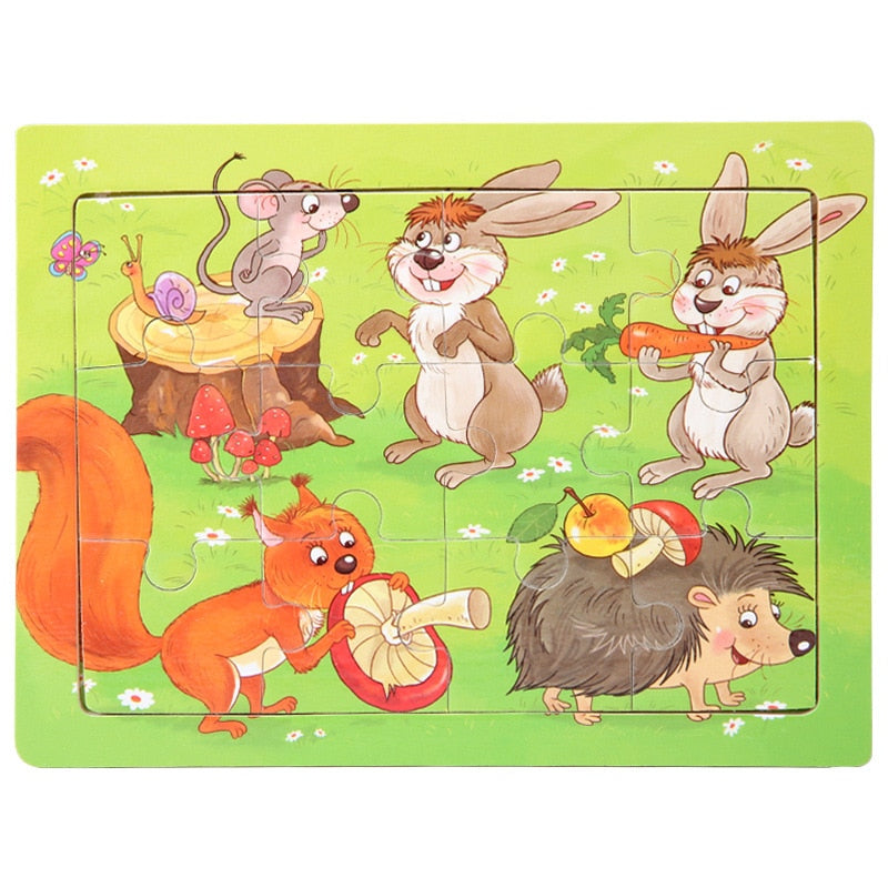 3D Wooden Puzzle Cartoon Animals