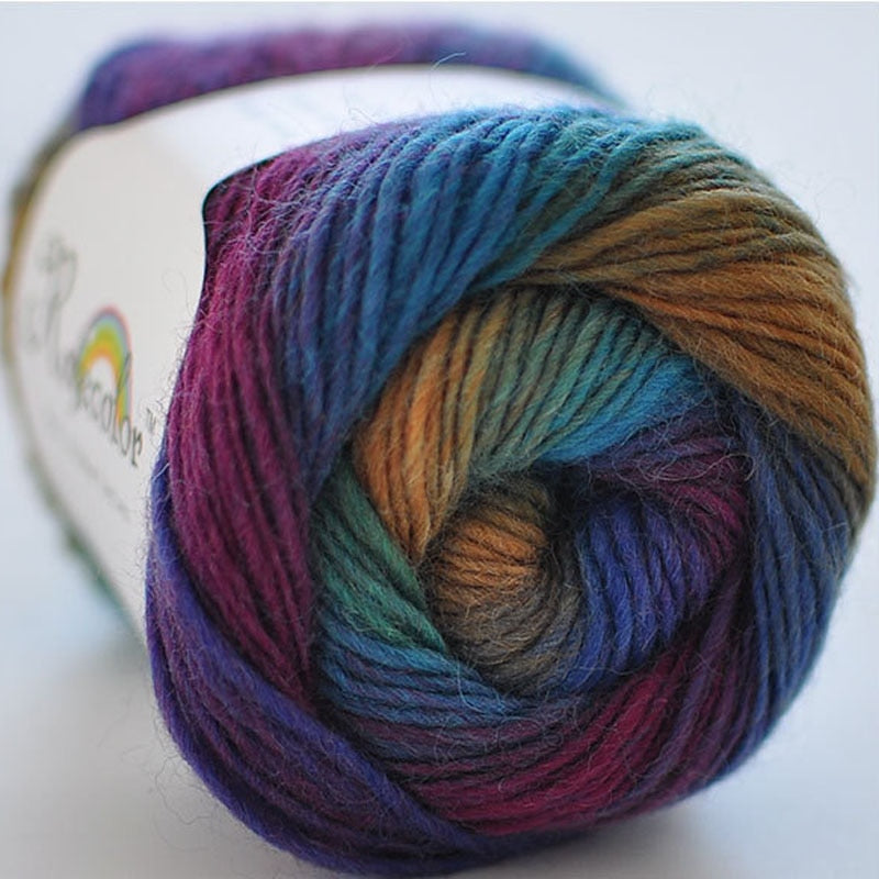 100% Worsted Wool Rainbow Colored Yarn