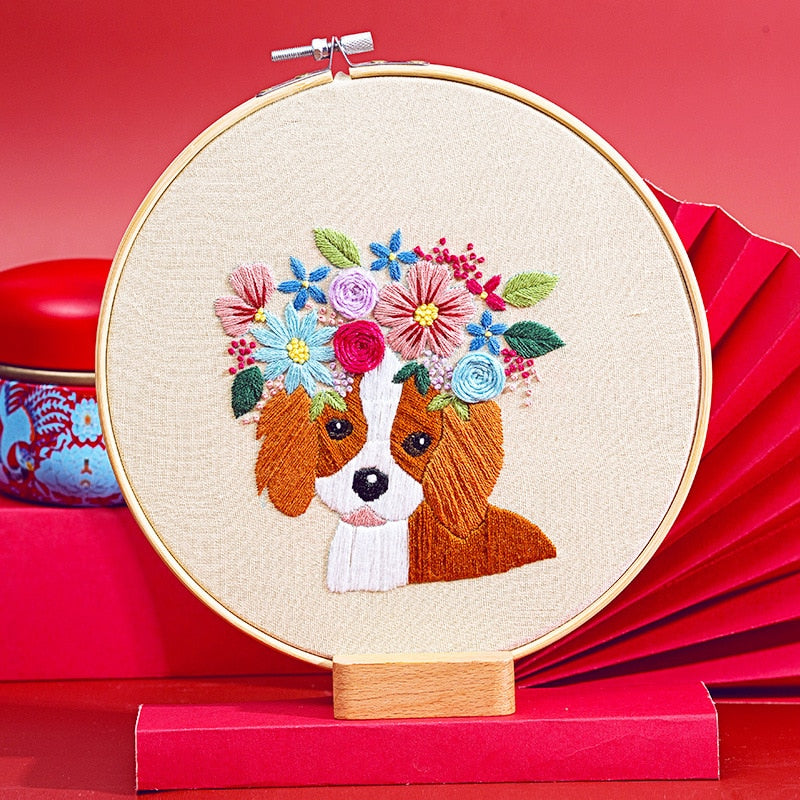 Cartoon Dog Embroidery Starter Kit