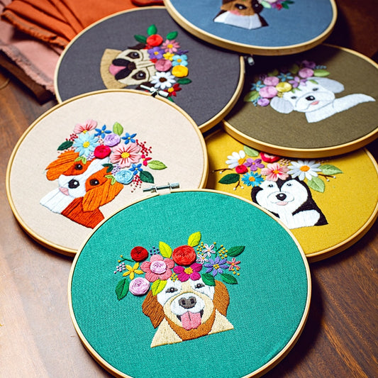 Cartoon Dog Embroidery Starter Kit