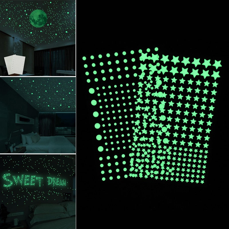 Luminous Moon & Stars Glow In The Dark Wall Stickers