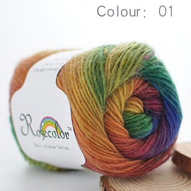 100% Worsted Wool Rainbow Colored Yarn