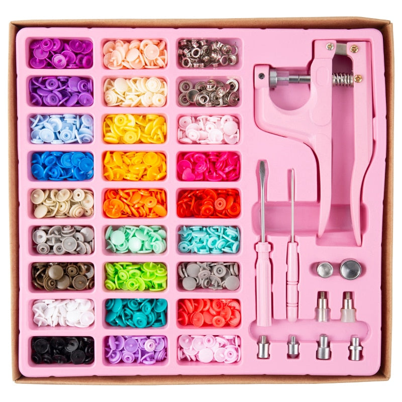 150-900 Sets 36 Color Plastic Snap Buttons with Snaps Pliers Tool Kit & Storage Container