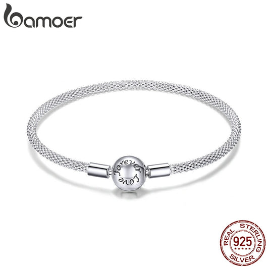 Bamoer Bracelet Sterling Silver Classic Love Forever Snake Chain