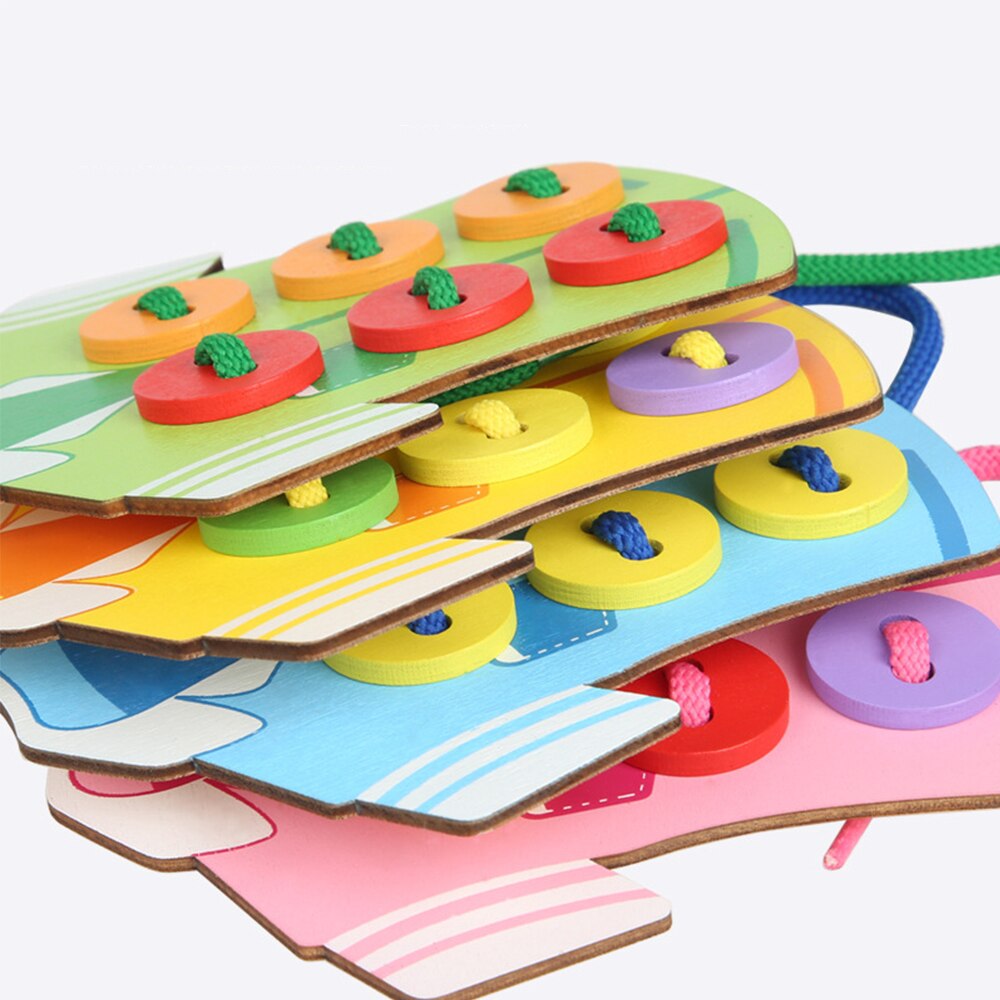 Children's Sewing Wooden Board With Buttons