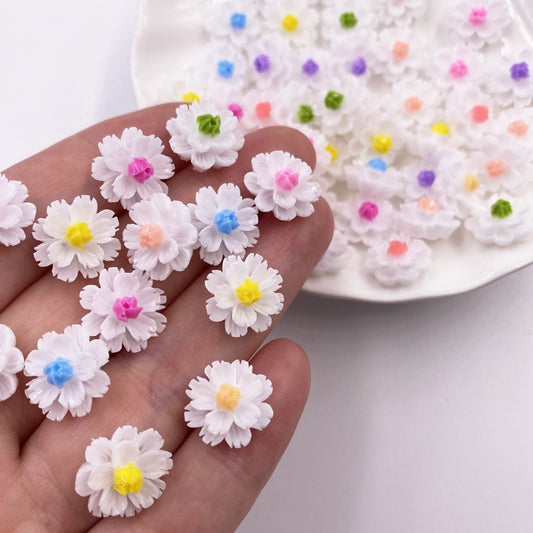 Resin Flatback Colorful Flowers (30/pack, color options)