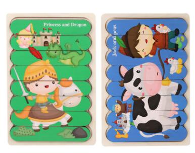 Montessori Double Sided Wooden 3D Puzzles