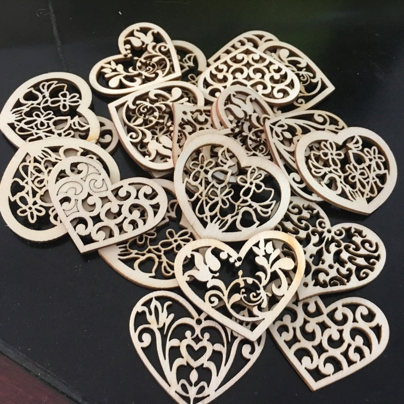 Natural Wooden Hollowed Heart (20/pack)