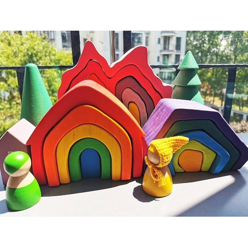 Montessori Wooden Rainbow Stacking Blocks