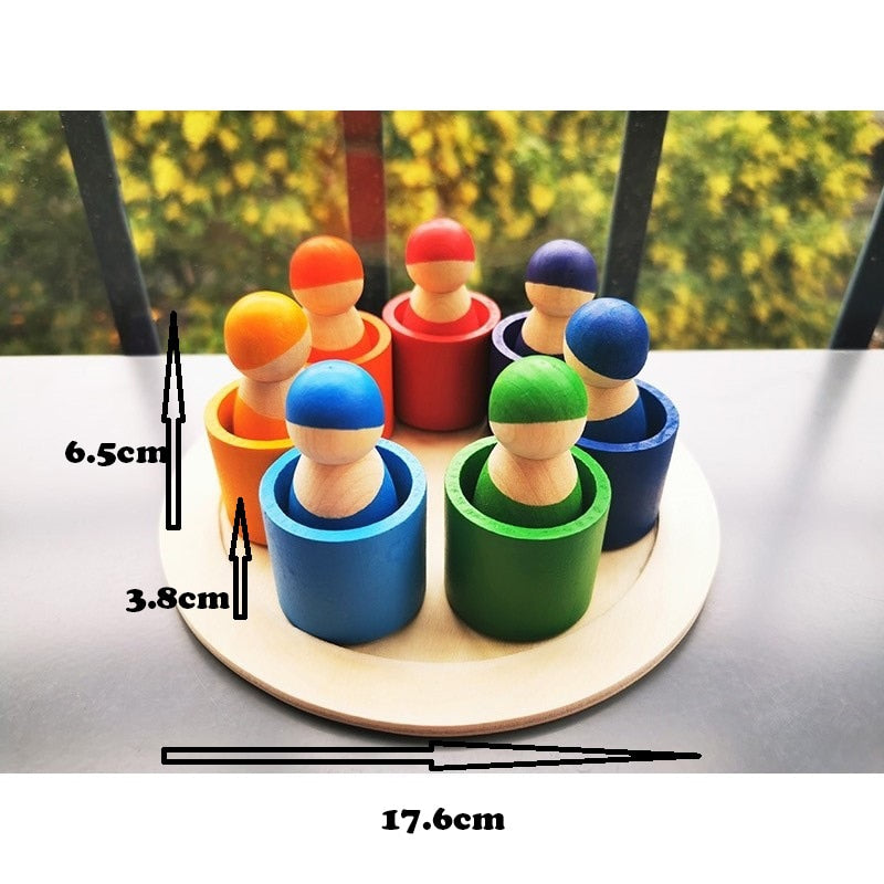 Montessori Wooden Rainbow Stacking Blocks