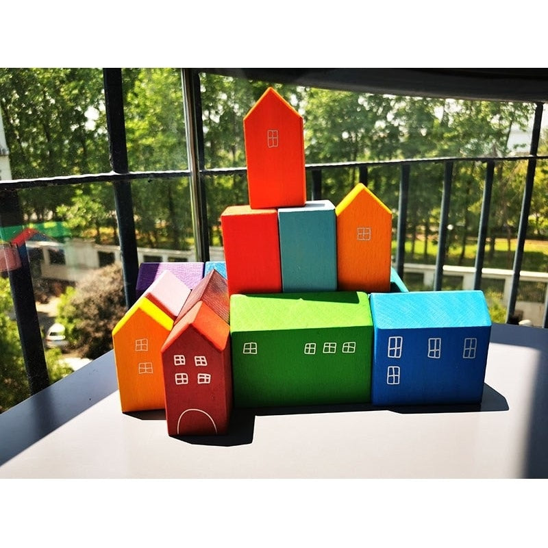 Montessori Wooden Rainbow Stacking Blocks