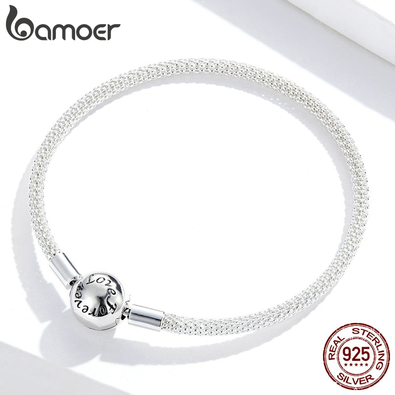 Bamoer Bracelet Sterling Silver Classic Love Forever Snake Chain