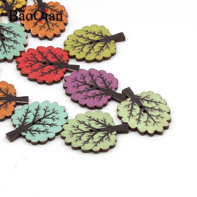 20Pcs Mixed Retro Series Wooden Buttons