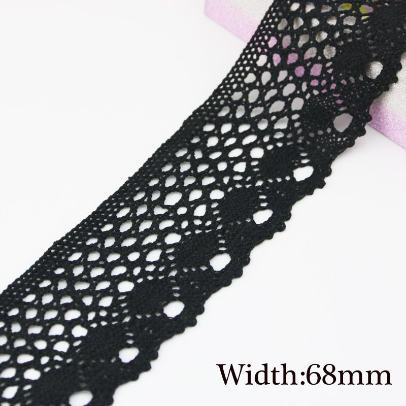 Black Lace Cotton Fabric 5m/roll