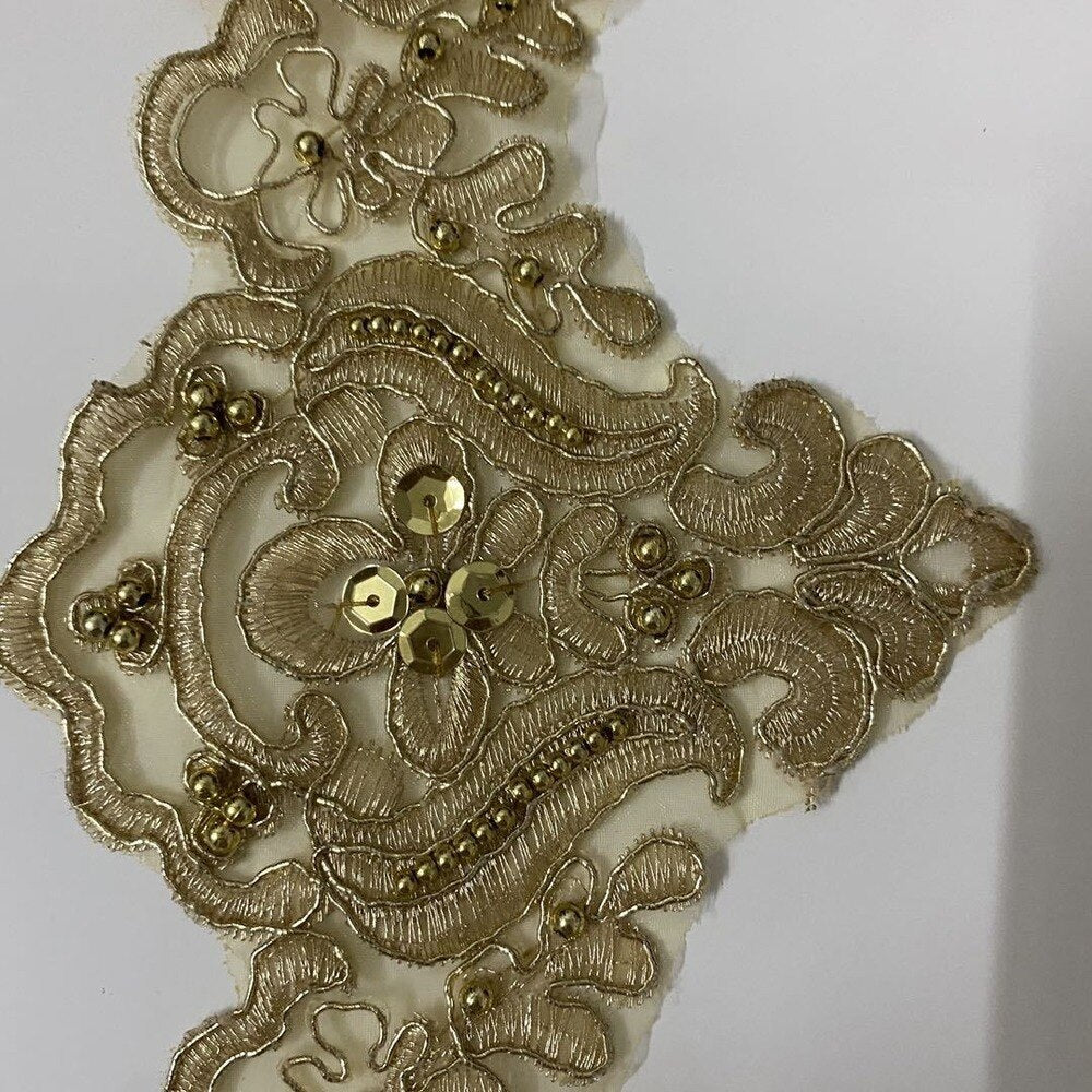 Golden Flower Venice Lace Trim Fabric