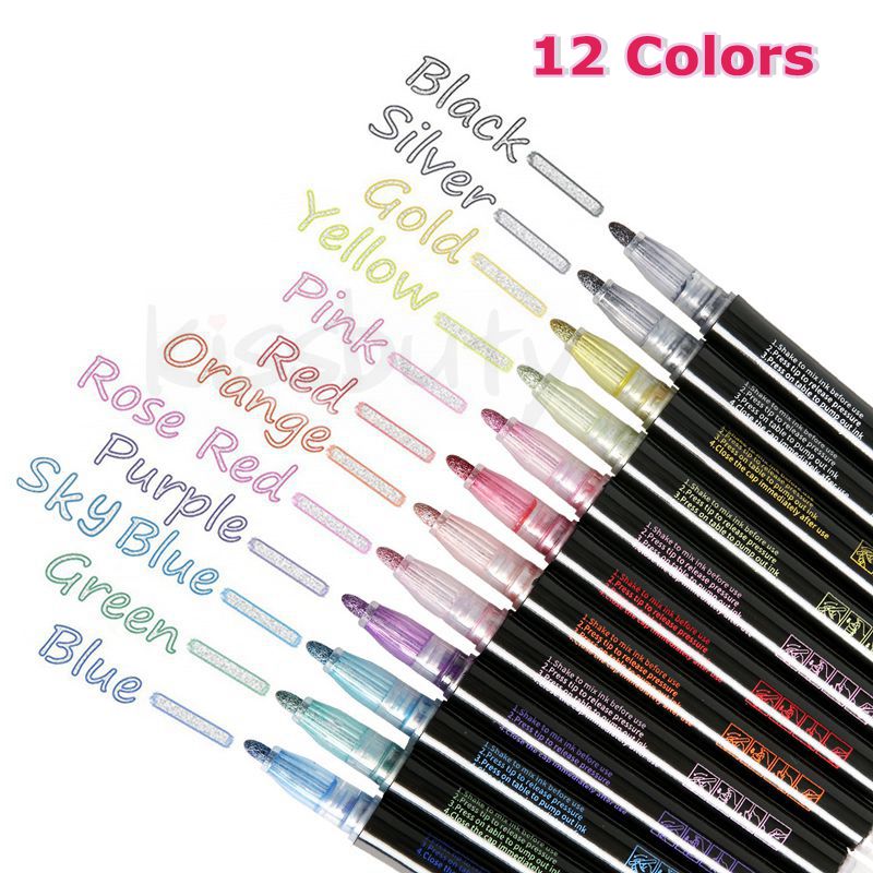 Double Line Pen/Outline Paint Marker (8 or 12 colors/set)