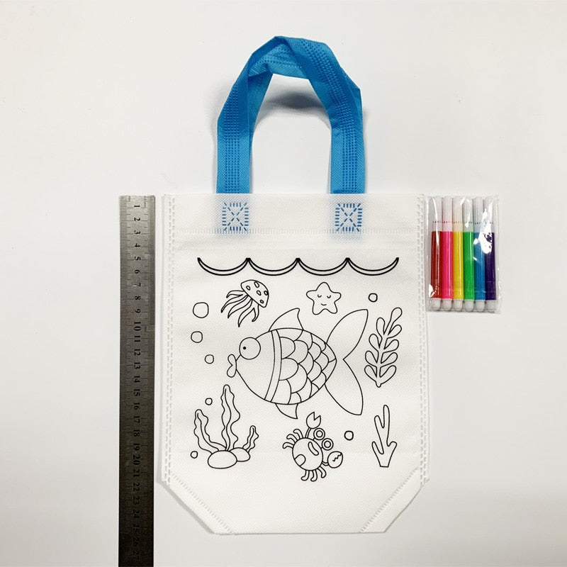 5pc Kids DIY Tote Bag With Watercolor Pen