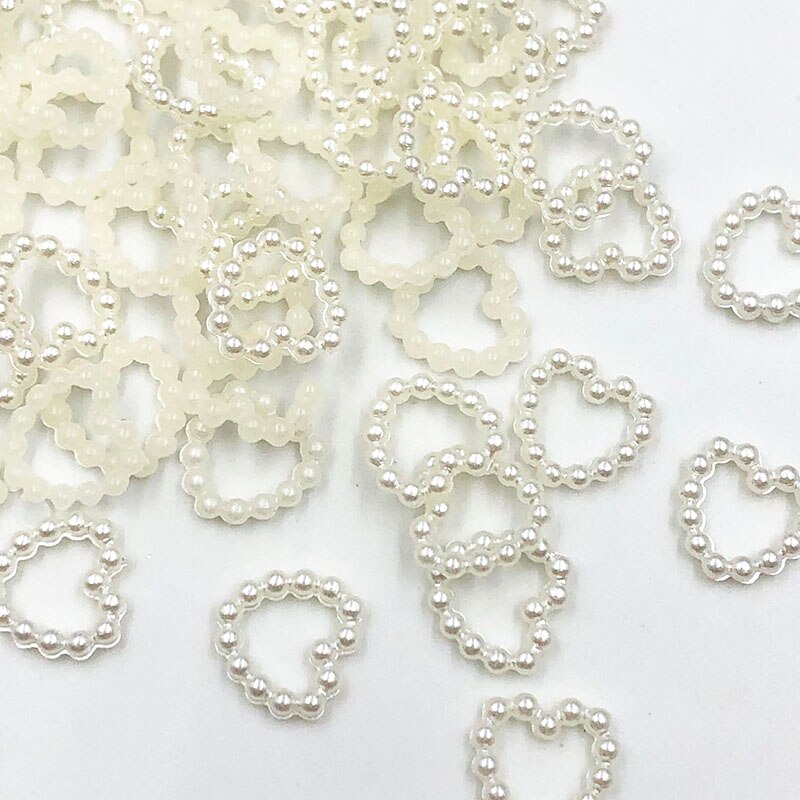 White or Beige Flatback Pearl Heart (50/pack)