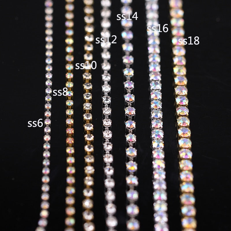 1-10 Yard/Roll Cryistal Rhinestone Trim (2-4mm)