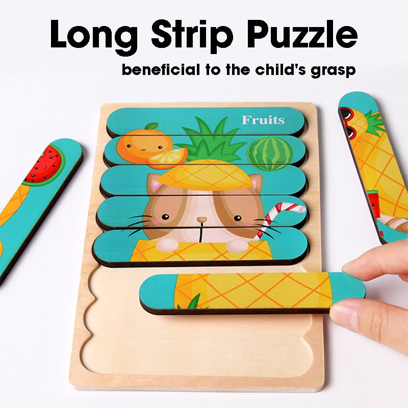 Montessori Double Sided Wooden 3D Puzzles