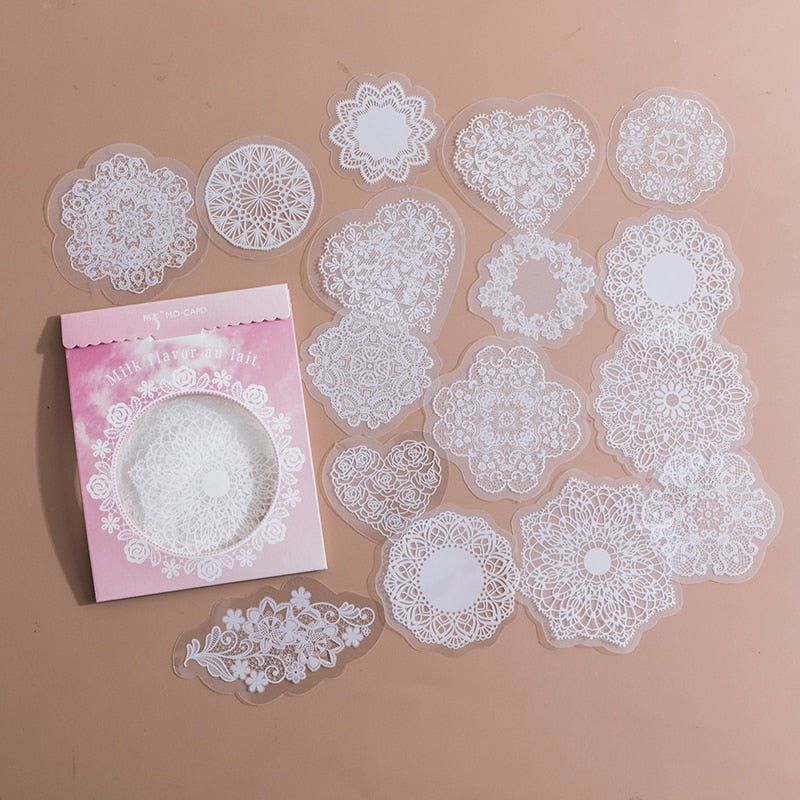 Transparent Decorative Lace Stickers (30/pack, style options)