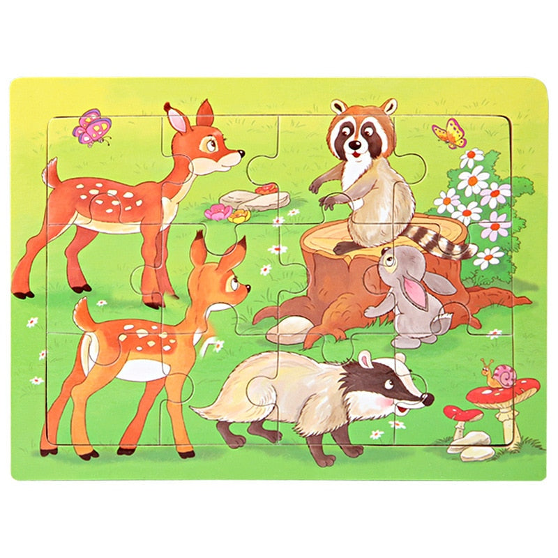 3D Wooden Puzzle Cartoon Animals