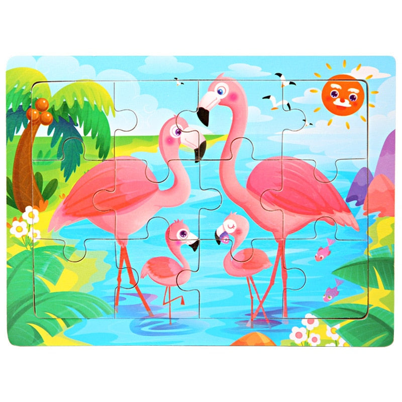 3D Wooden Puzzle Cartoon Animals