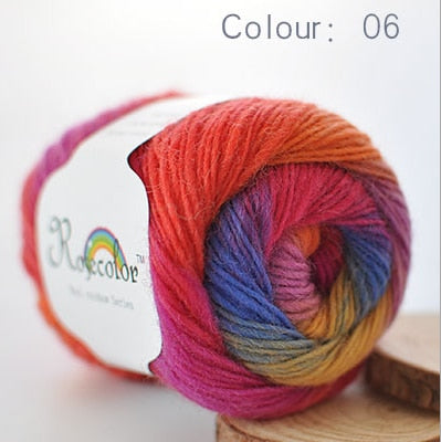 100% Worsted Wool Rainbow Colored Yarn