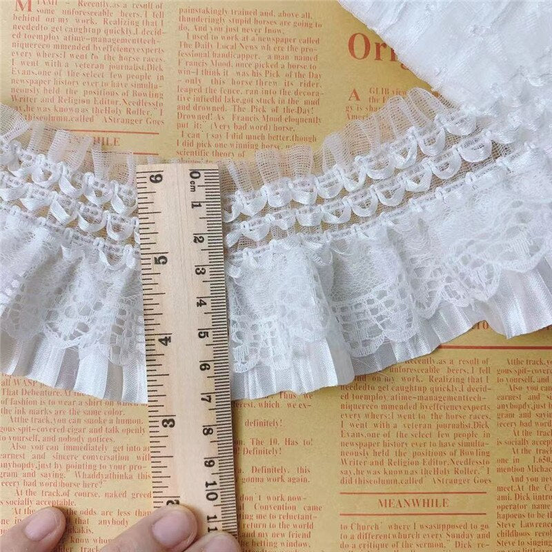 White Elastic Ruffled Lace Ribbon Trim