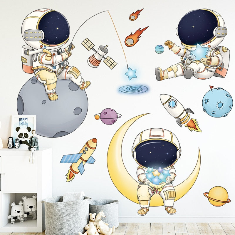 Cartoon Astronaut Space/Planets Wall Stickers