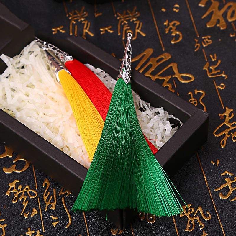 2PCS 14cm Cone Alloy Cap Silk Tassel