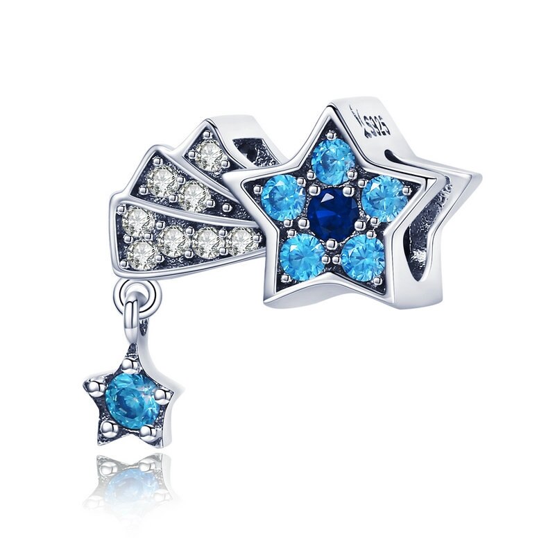 Sterling Silver Blue Charms Galaxy Star Moon Snowflake