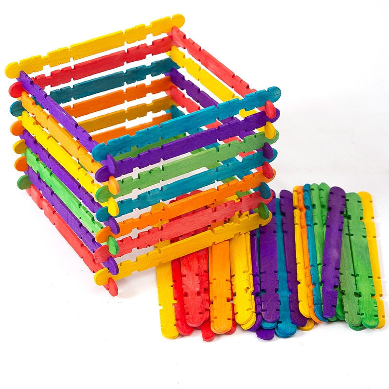 50Pcs/lot Colorful Natural Wood Sticks