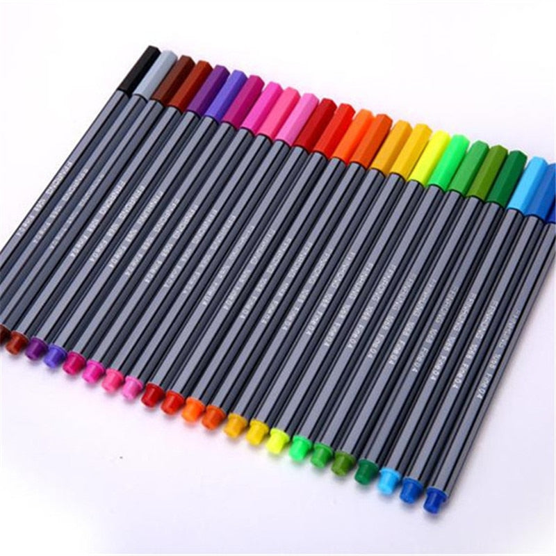 Fiber Marker Pen Fineliners With Felt Tip (0.4mm, 24/set)