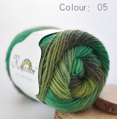 100% Worsted Wool Rainbow Colored Yarn