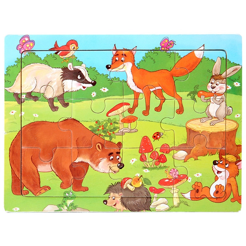 3D Wooden Puzzle Cartoon Animals