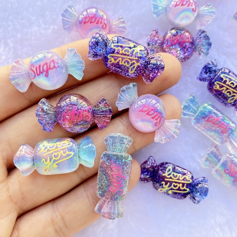 Cute Mini Mixed Candy 3D Resin Charms (12/pack, color options)