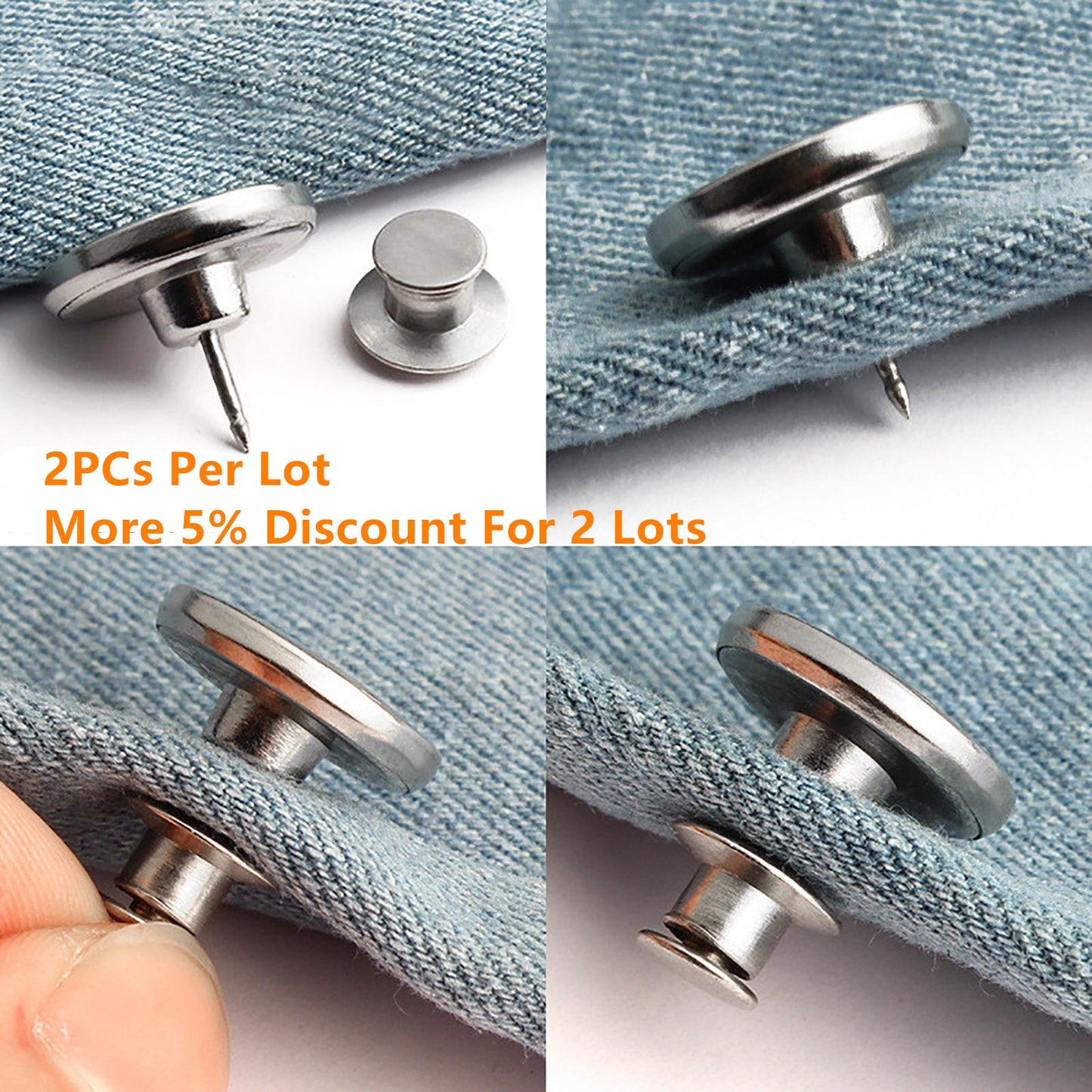 2PCs Snap Fastener Metal Buttons