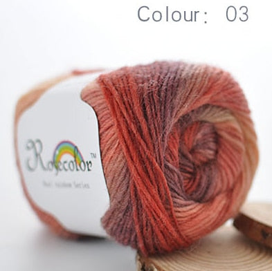 100% Worsted Wool Rainbow Colored Yarn